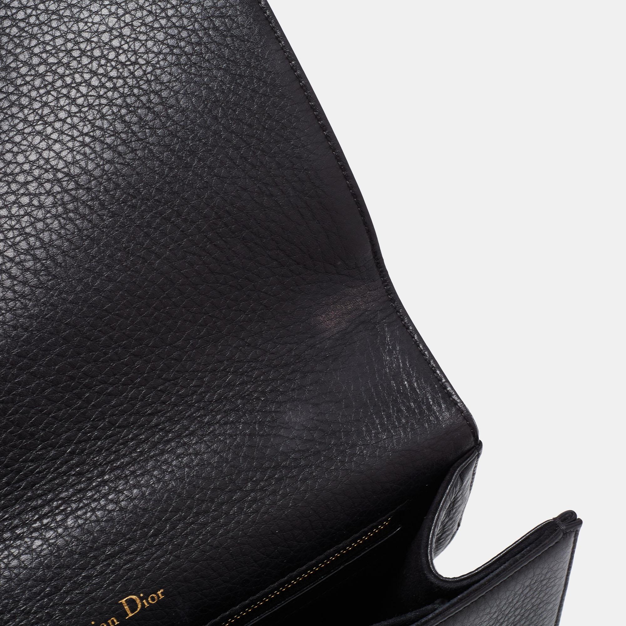 Dior Black Leather Medium Diorama Shoulder Bag 5