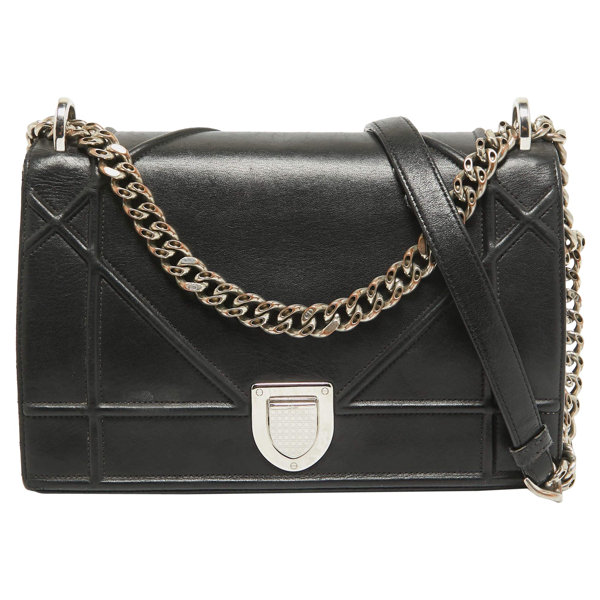 Dior Black Leather Medium Diorama Shoulder Bag
