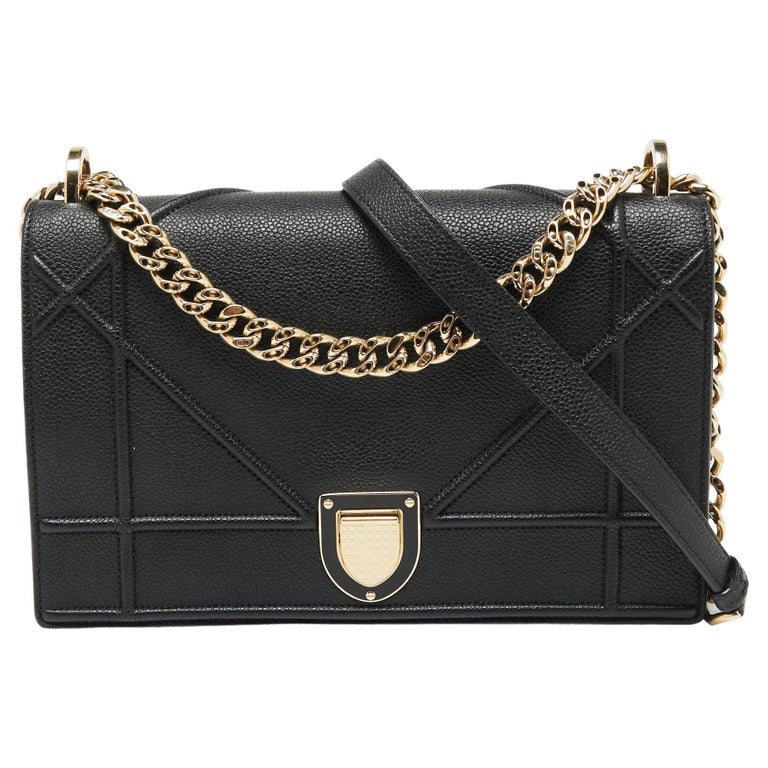 Dior Black Leather Medium Diorama Shoulder Bag at 1stDibs