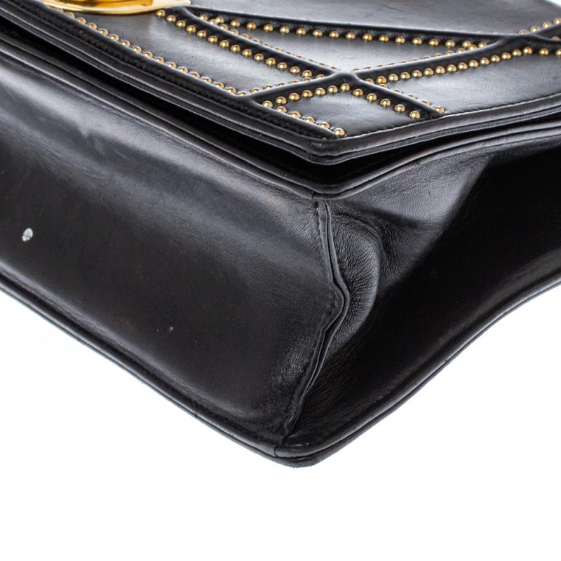 Dior Black Leather Medium Diorama Studded Shoulder Bag 4