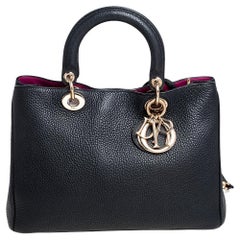 Dior Black Leather Medium Diorissimo Shopper Tote