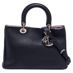 Dior Black Leather Medium Diorissimo Shopper Tote