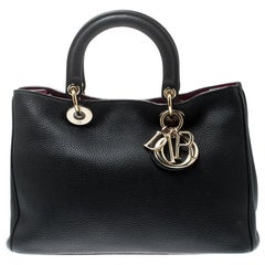 Dior Black Leather Medium Diorissimo Tote