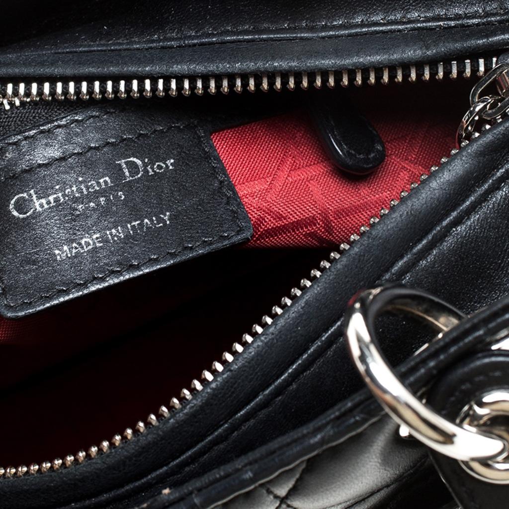 Dior Black Leather Medium Lady Dior Tote 6