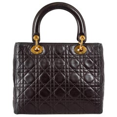 Dior Black Leather Medium Lady Dior Tote