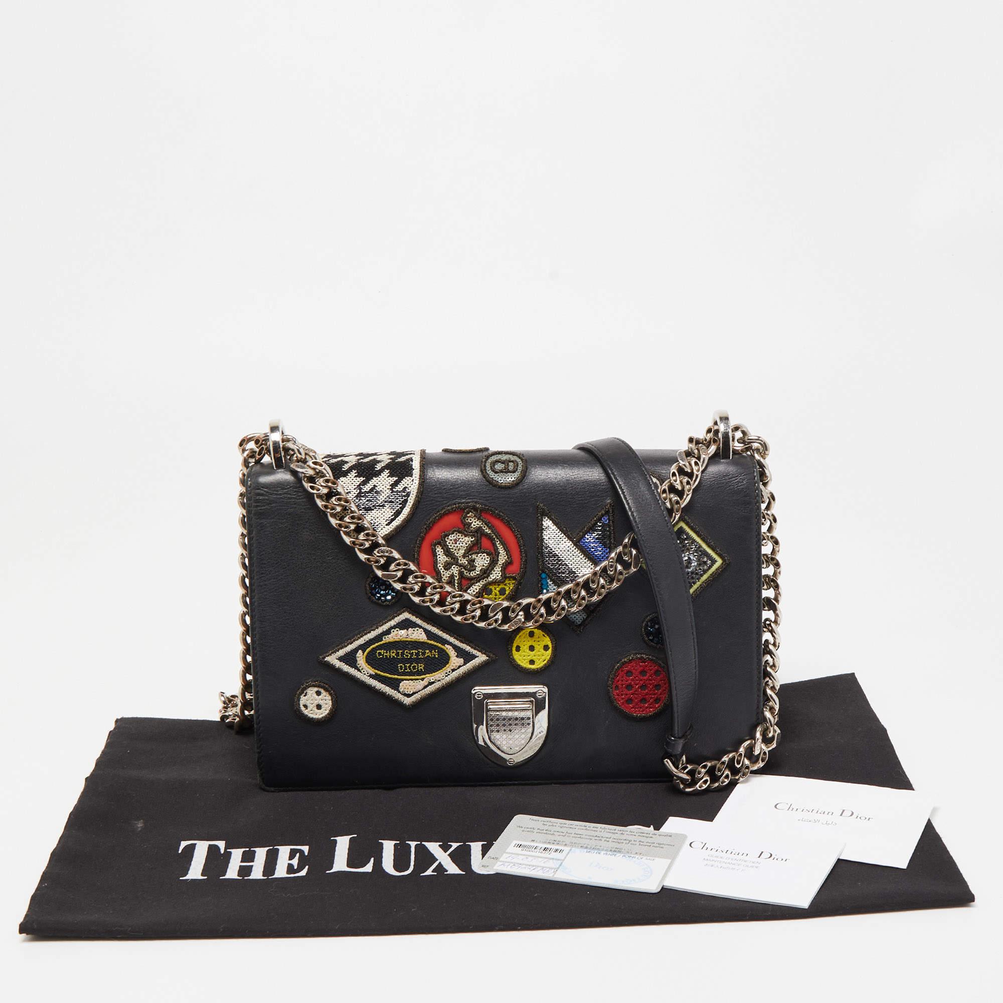 Dior Black Leather Medium Patch Diorama Shoulder Bag 12