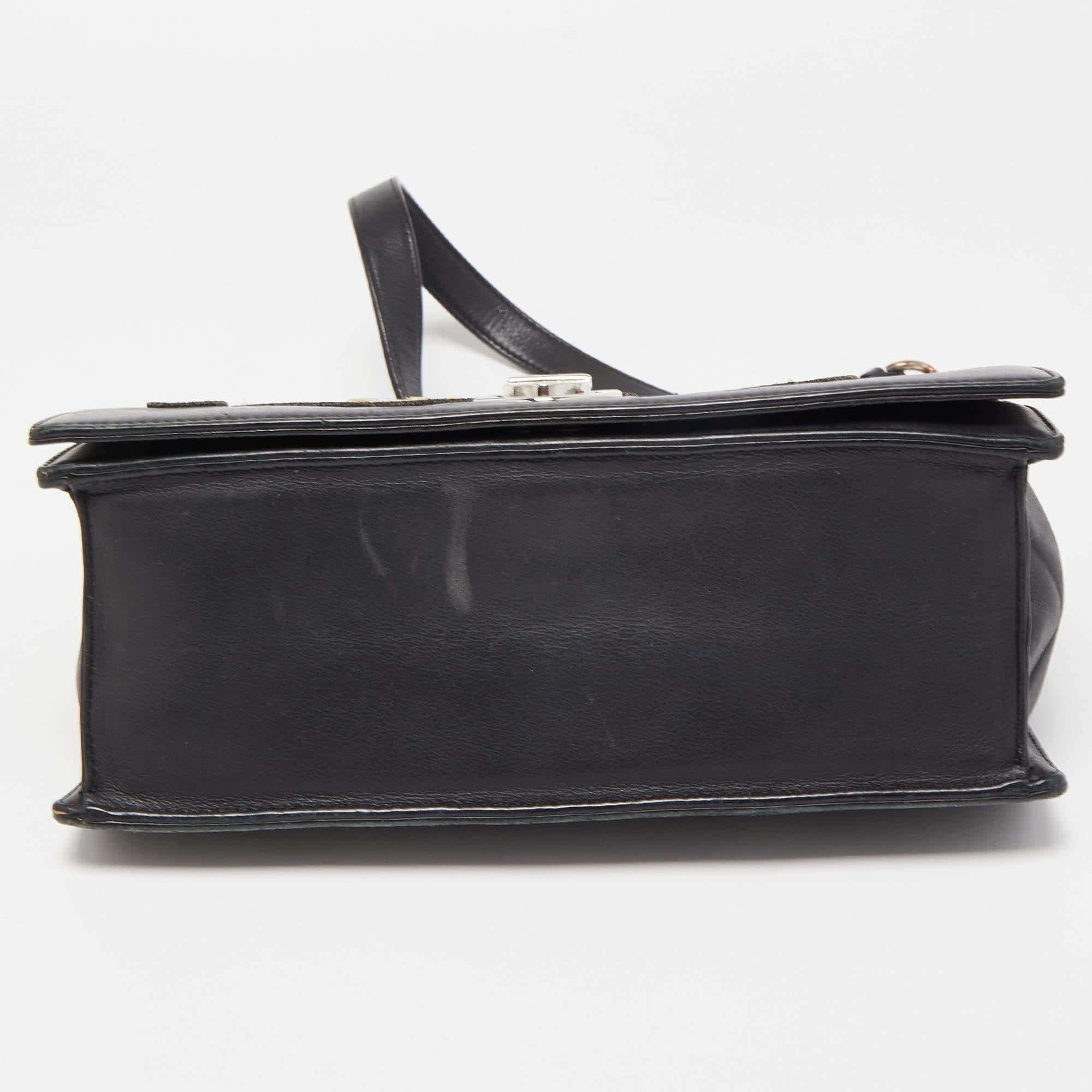 Dior Black Leather Medium Patch Diorama Shoulder Bag In Fair Condition In Dubai, Al Qouz 2