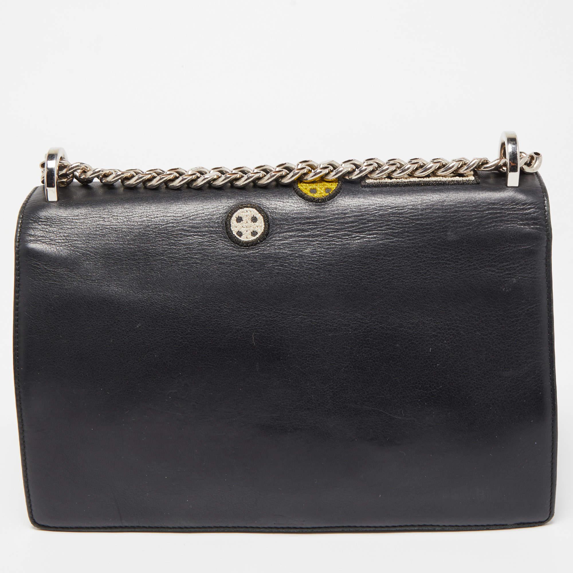 Women's Dior Black Leather Medium Patch Diorama Shoulder Bag