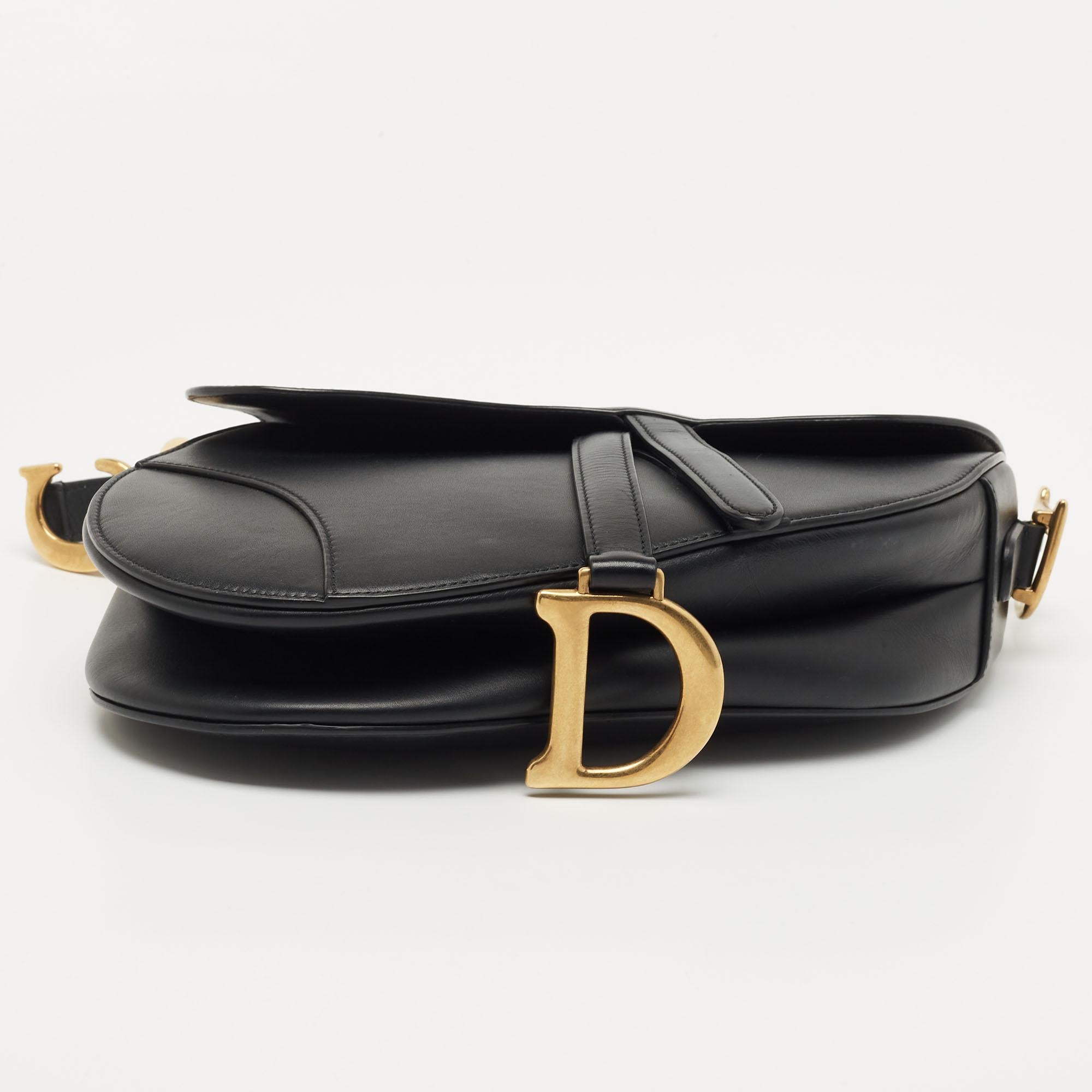 Dior Black Leather Medium Saddle Bag 1