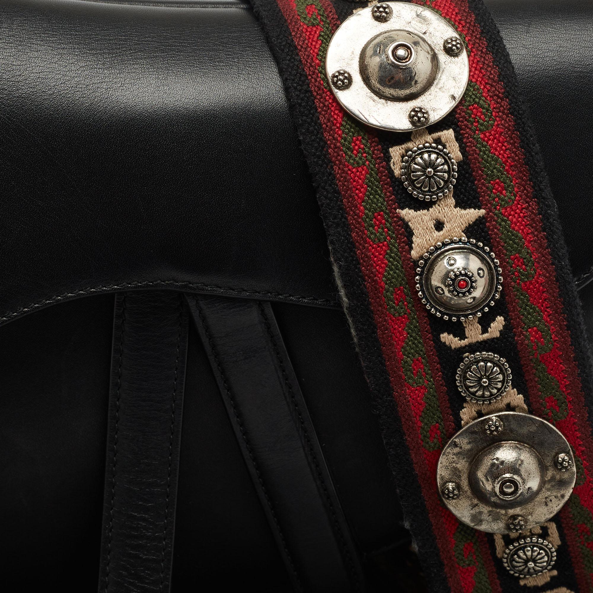 Dior Black Leather Medium Saddle Bag 2
