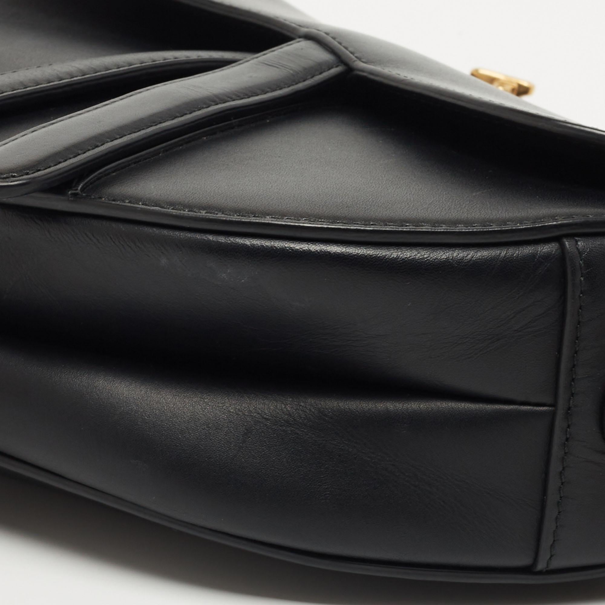 Dior Black Leather Medium Saddle Bag 4