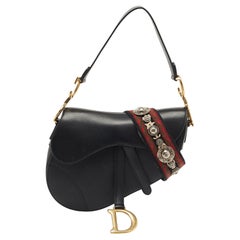 Dior Black Leather Medium Saddle Bag