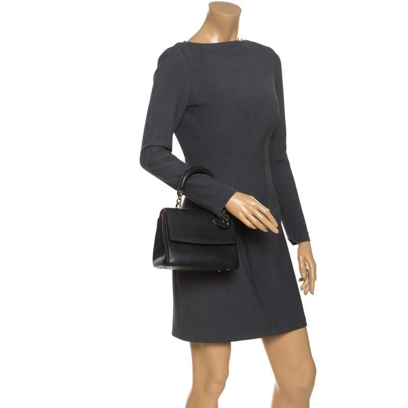 Dior Black Leather Mini Be Dior Top Handle Bag In Good Condition In Dubai, Al Qouz 2