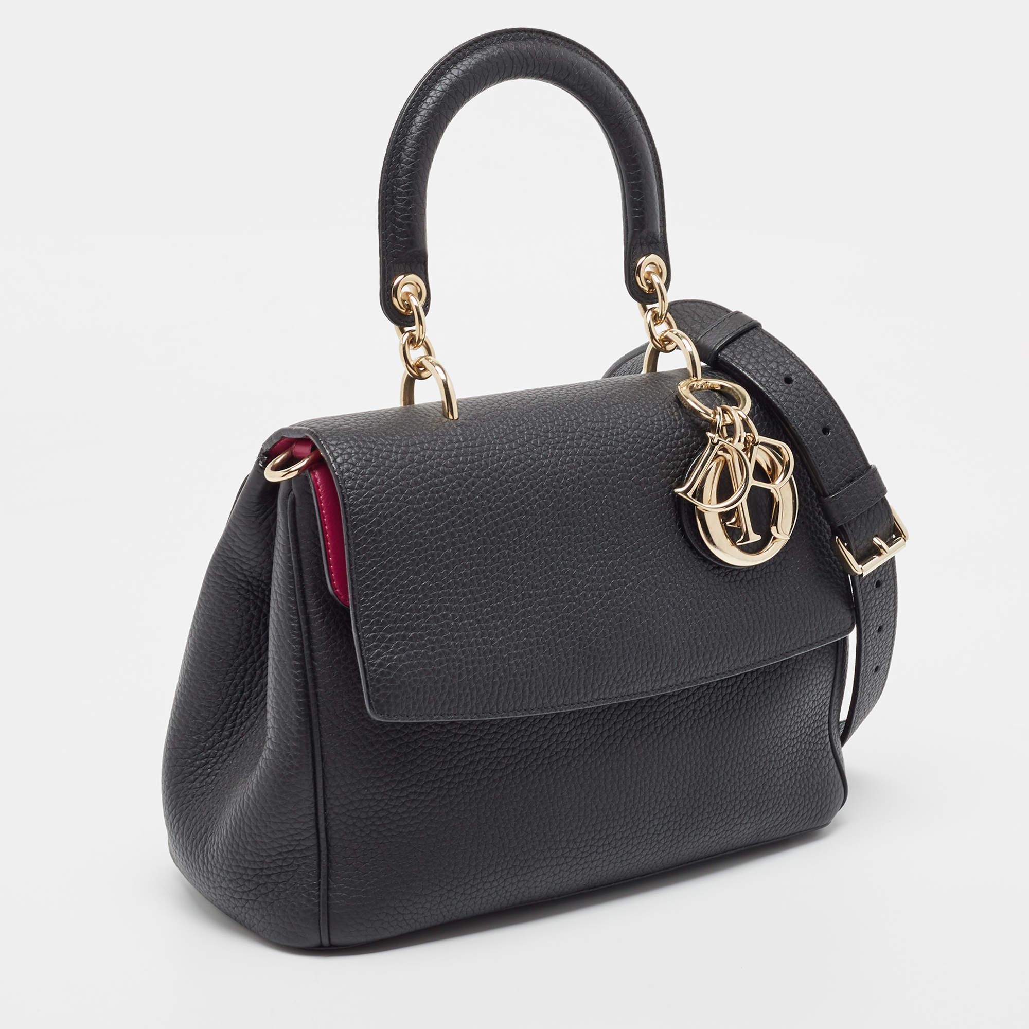Dior Black Leather Mini Be Dior Top Handle Bag In Good Condition In Dubai, Al Qouz 2