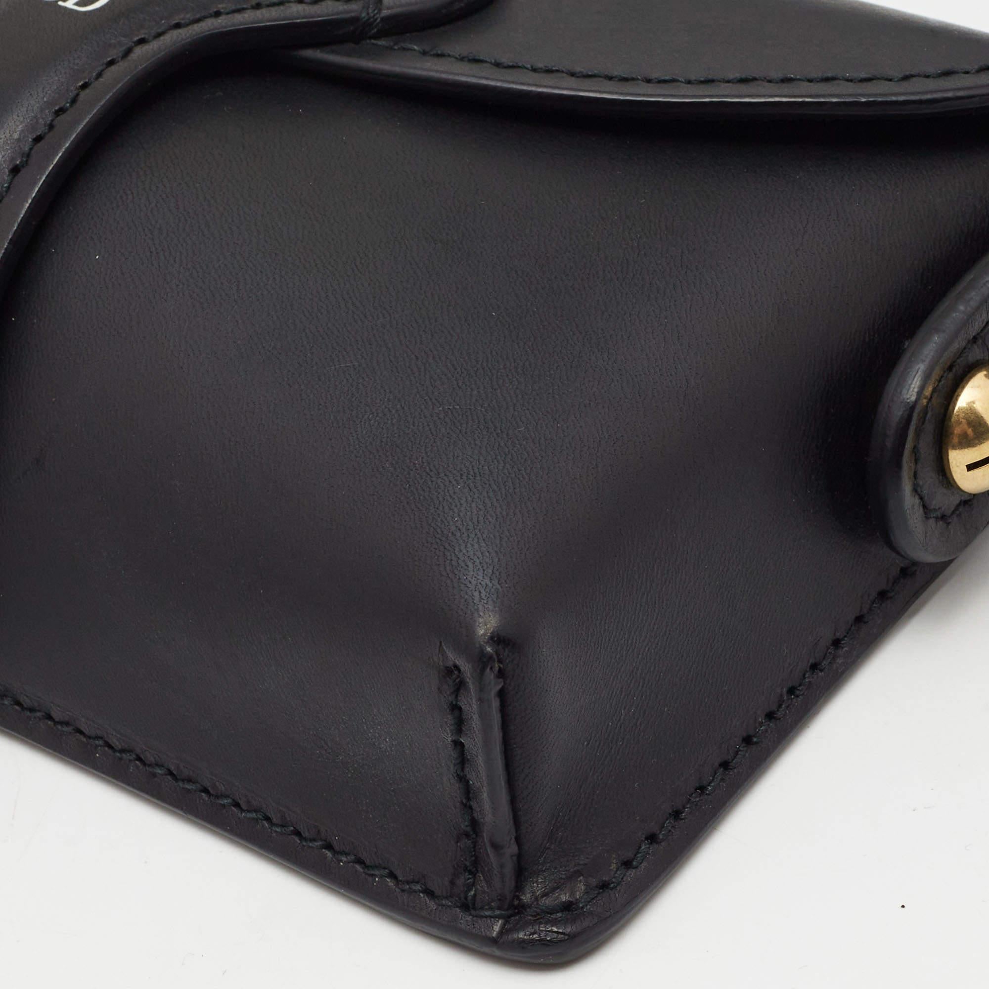 Dior Black Leather Mini D-Bee Saddle Bag 10