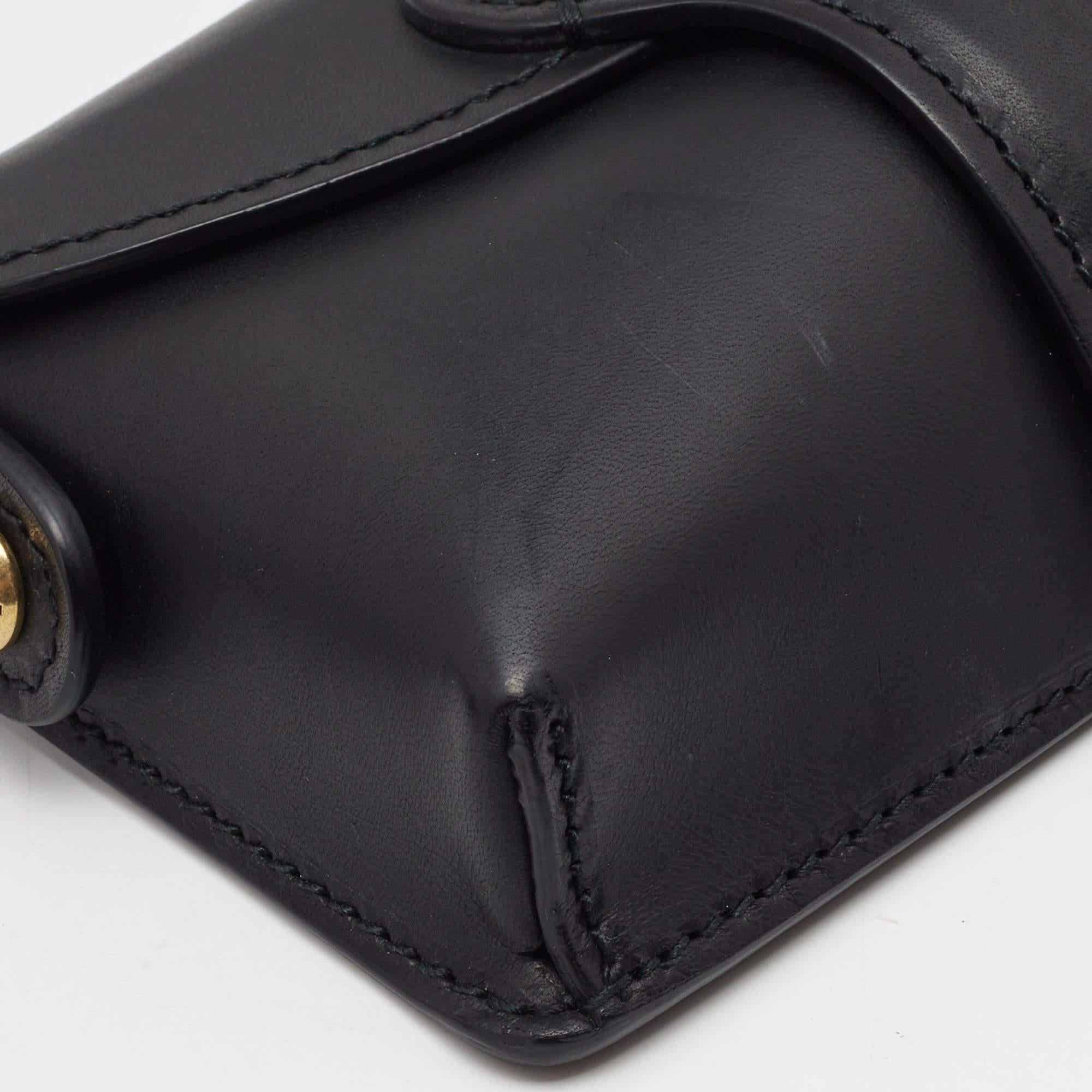 Dior Black Leather Mini D-Bee Saddle Bag 11