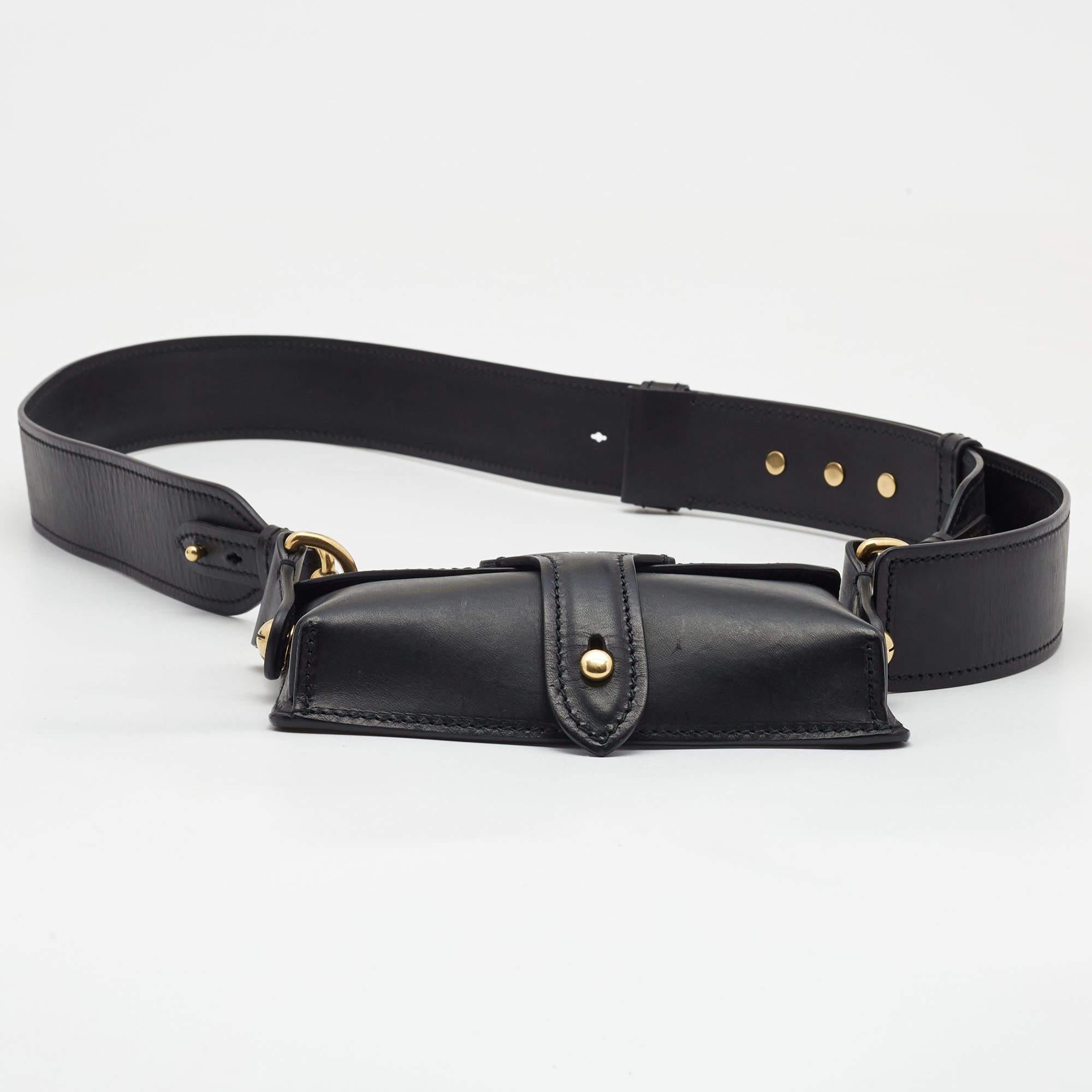 Dior Black Leather Mini D-Bee Saddle Bag 1