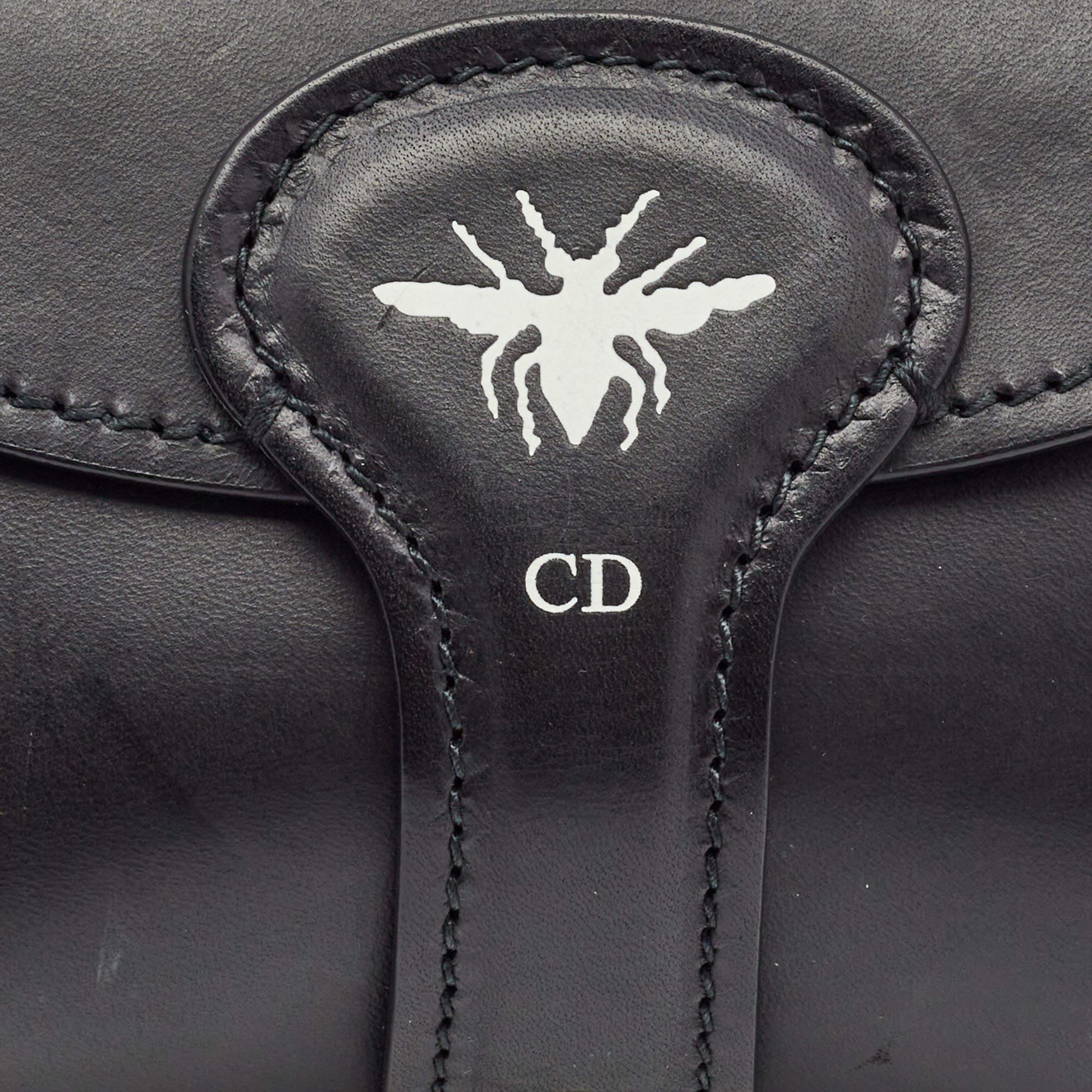 Dior Black Leather Mini D-Bee Saddle Bag 2