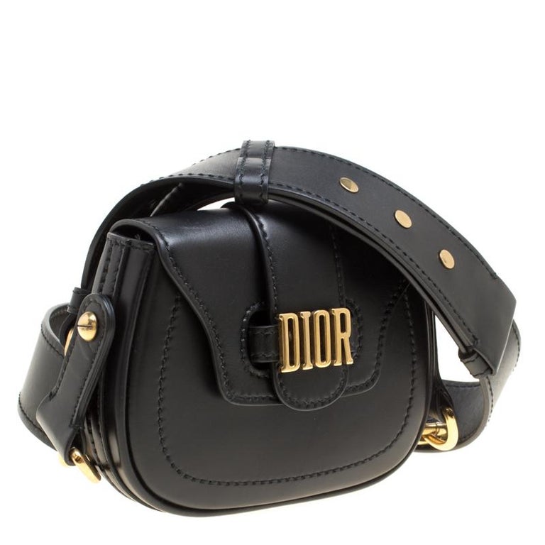 Dior - Mini Saddle Bag Black Grained Calfskin - Women - Fablle