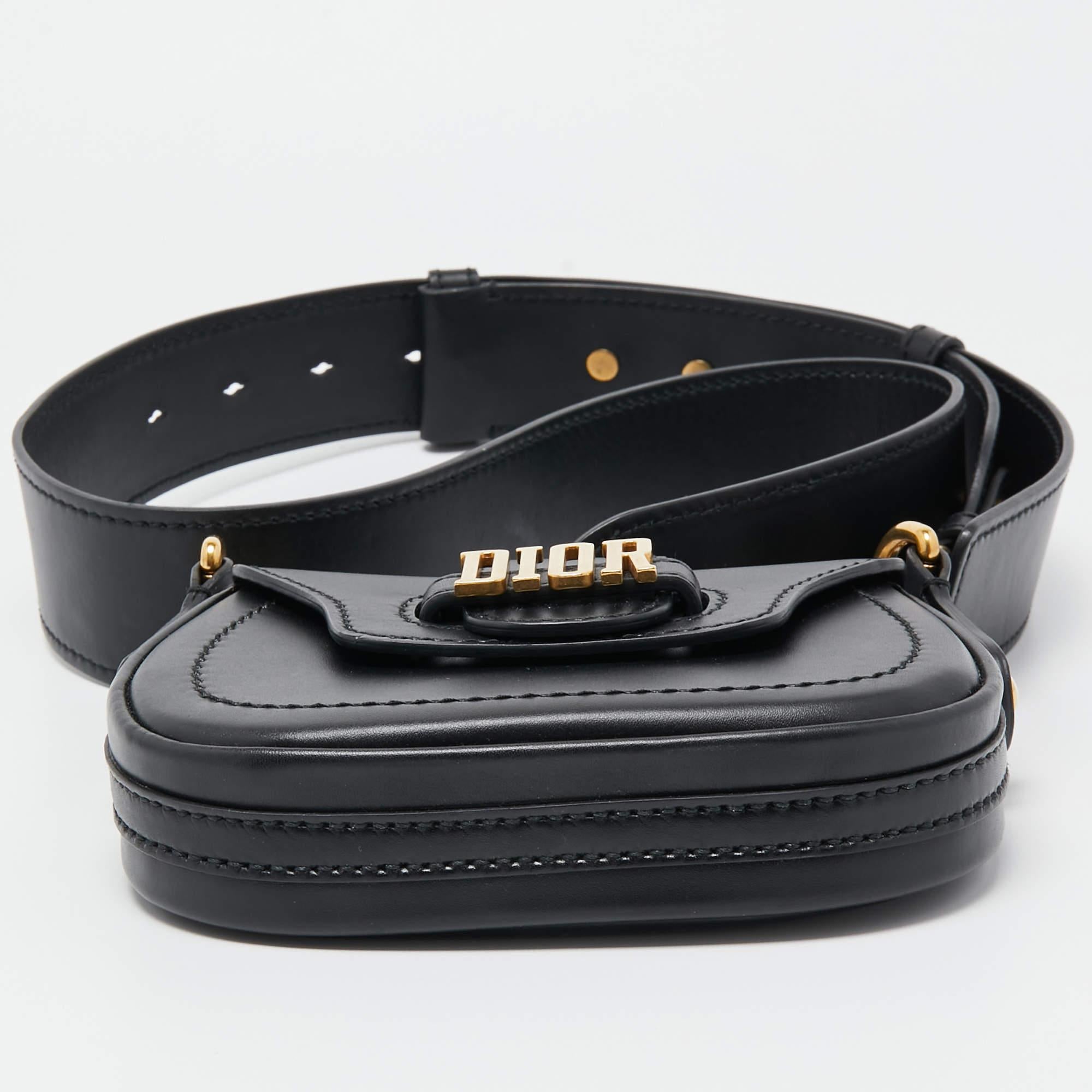 Dior Black Leather Mini D-Fence Saddle Bag 8