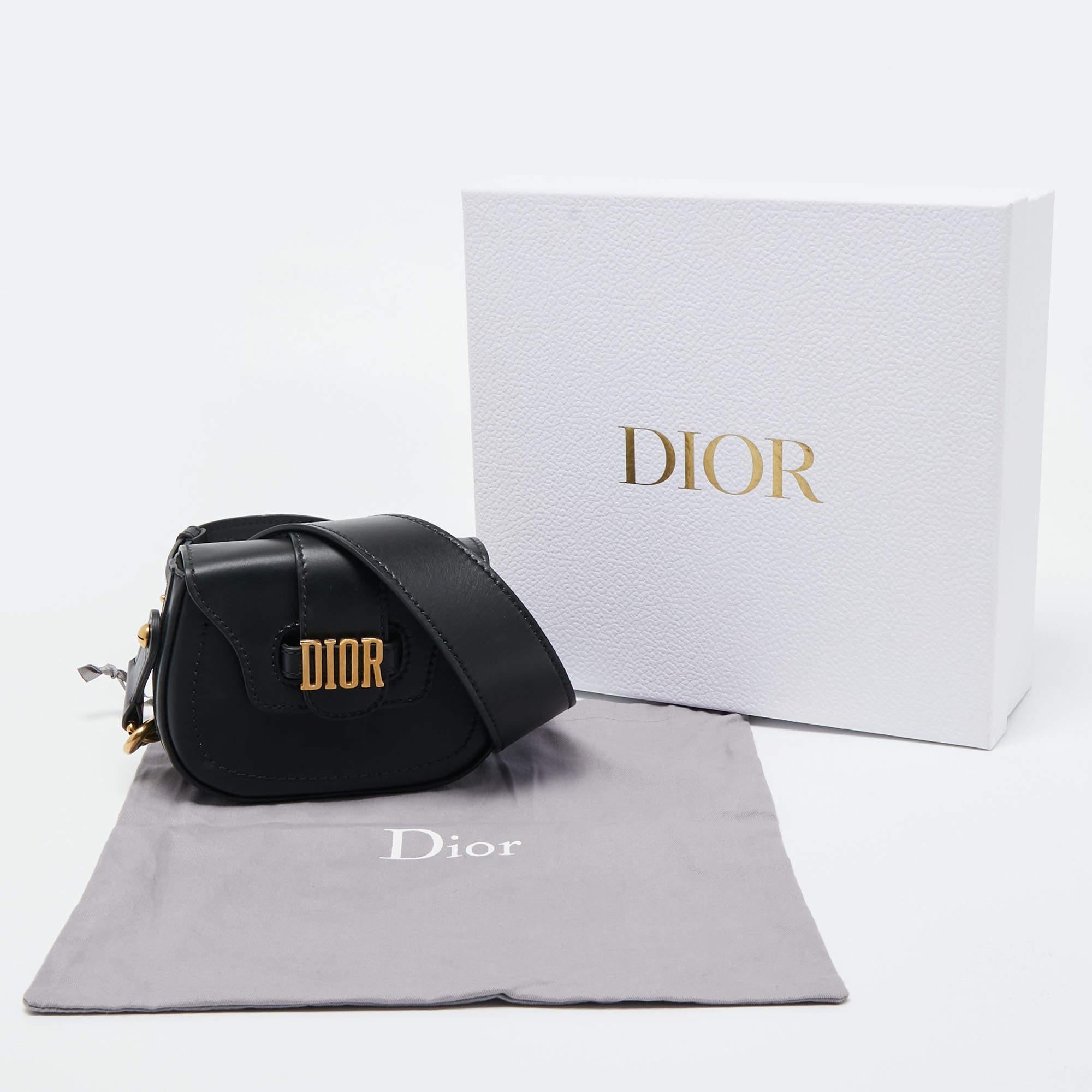 Dior Black Leather Mini D-Fence Saddle Bag 9