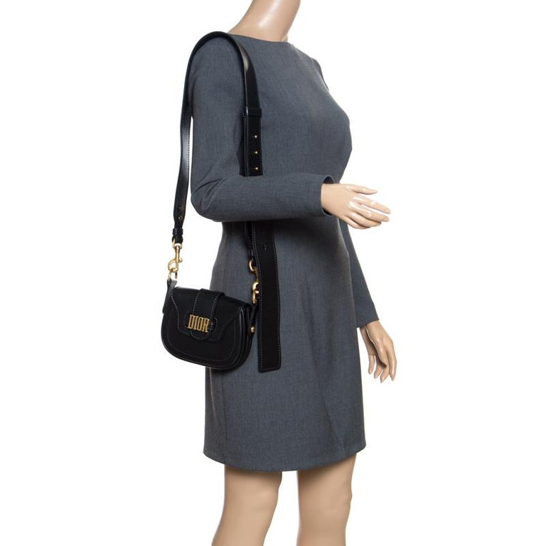 Dior - Mini Saddle Bag Black Grained Calfskin - Women - Fablle