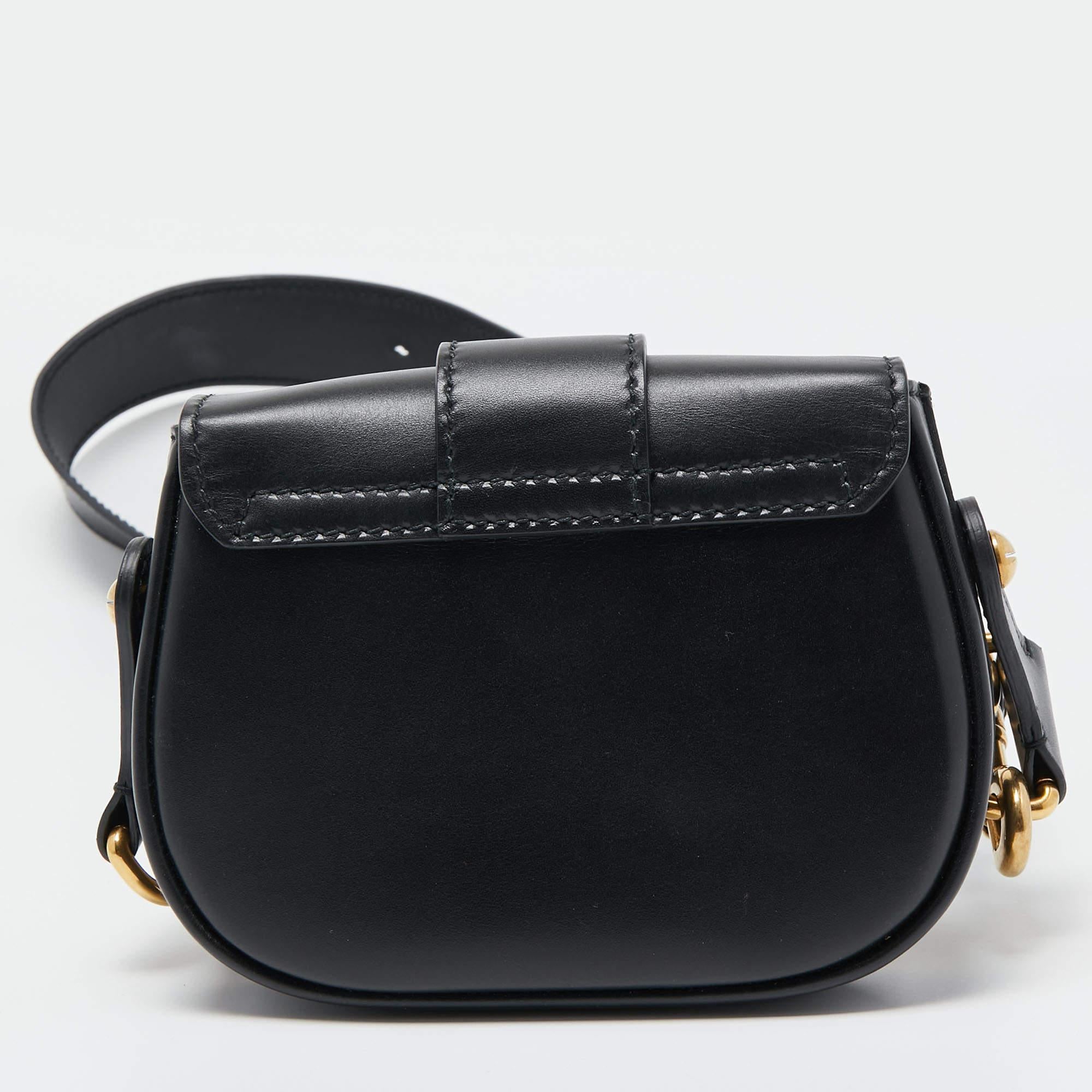 Women's Dior Black Leather Mini D-Fence Saddle Bag