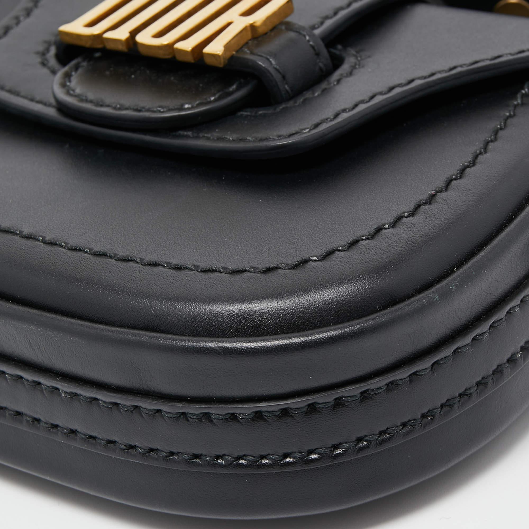 Dior Black Leather Mini D-Fence Saddle Bag 5