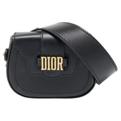 Dior Mini D-Fence Satteltasche aus schwarzem Leder