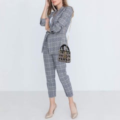 Dior Schwarze Lady Dior Mini-Tasche aus Leder mit Perlenstickerei Lady Dior