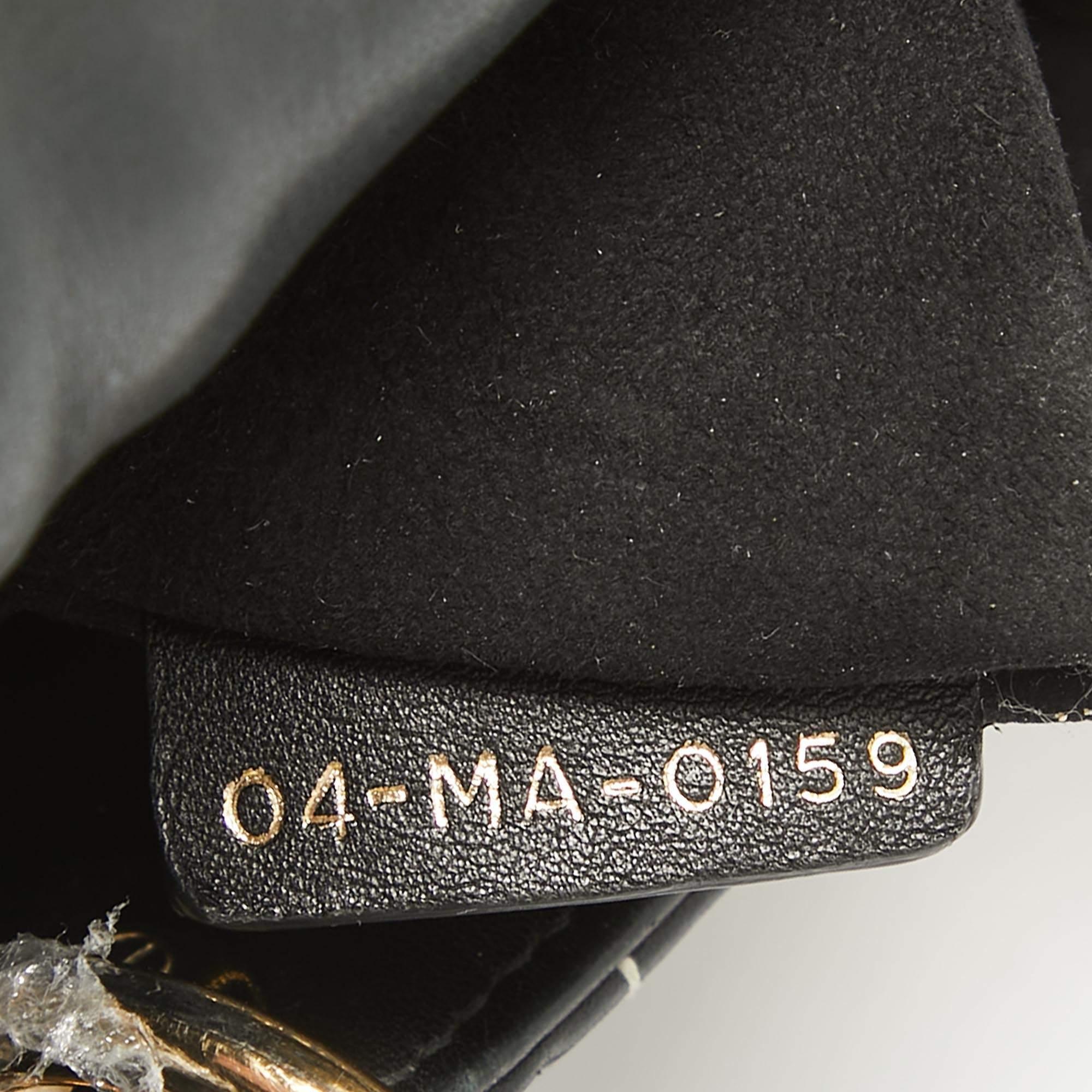 Dior Black Leather Mini Embroidered Beaded Lady Dior Tote 5