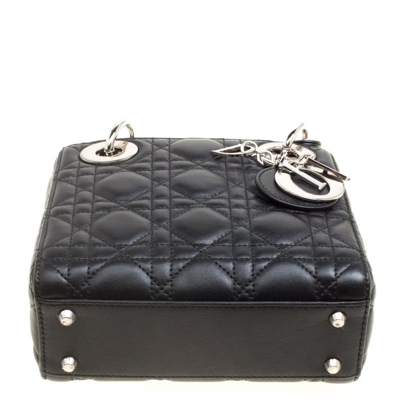 Dior Black Leather Mini Lady Dior Tote 6