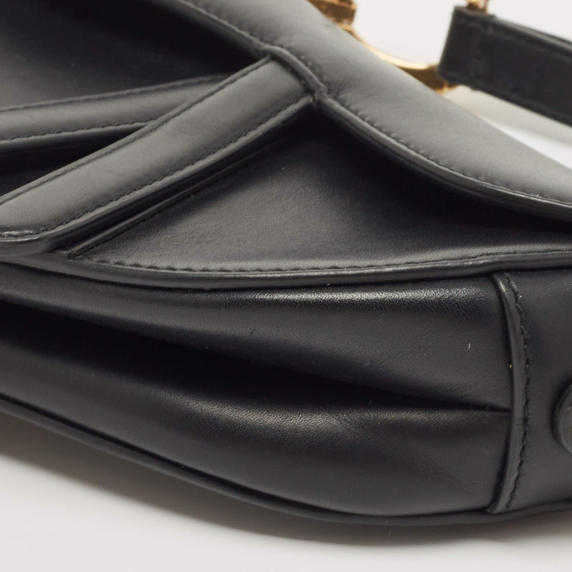 Dior Black Leather Mini Saddle Bag 6