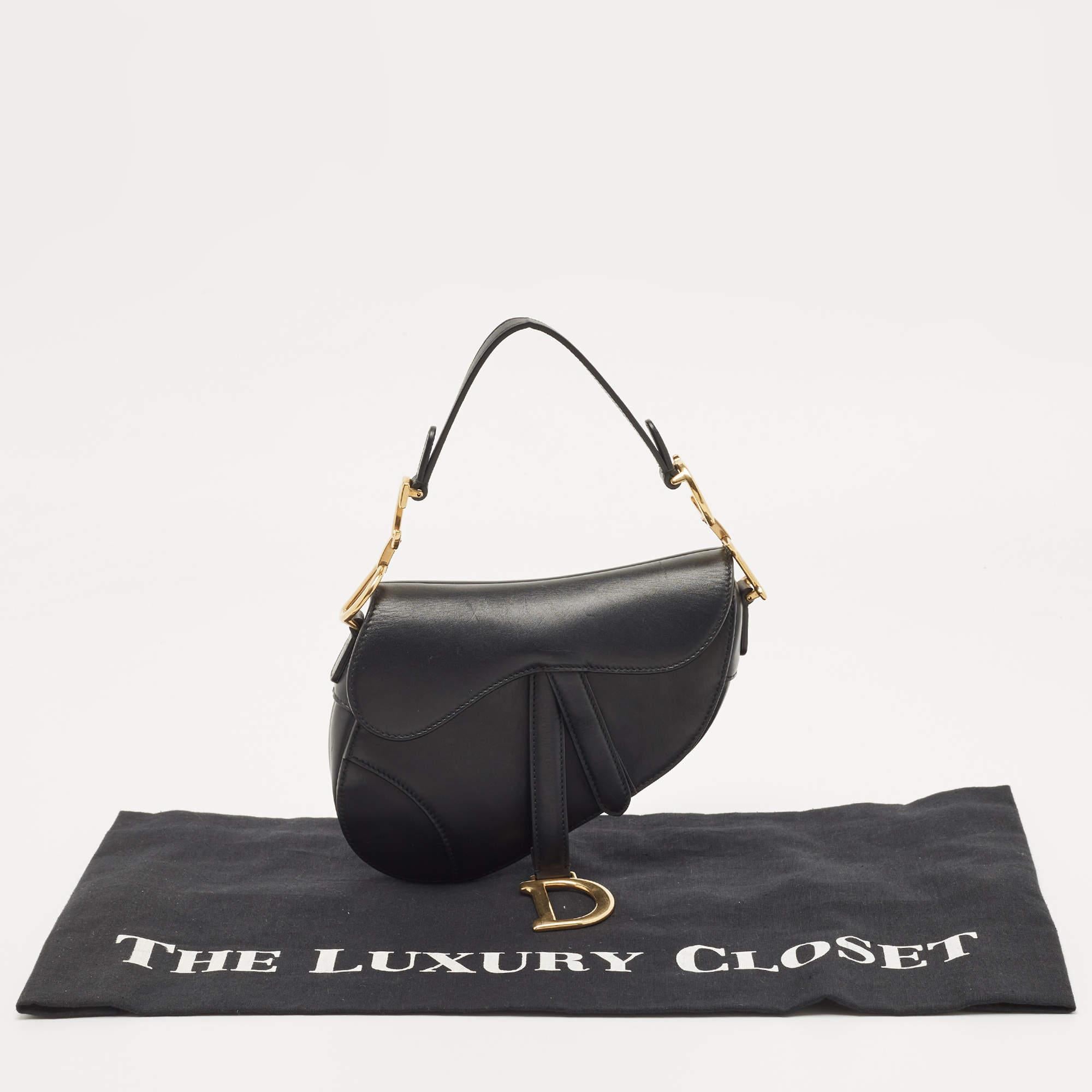 Dior Black Leather Mini Saddle Bag 9