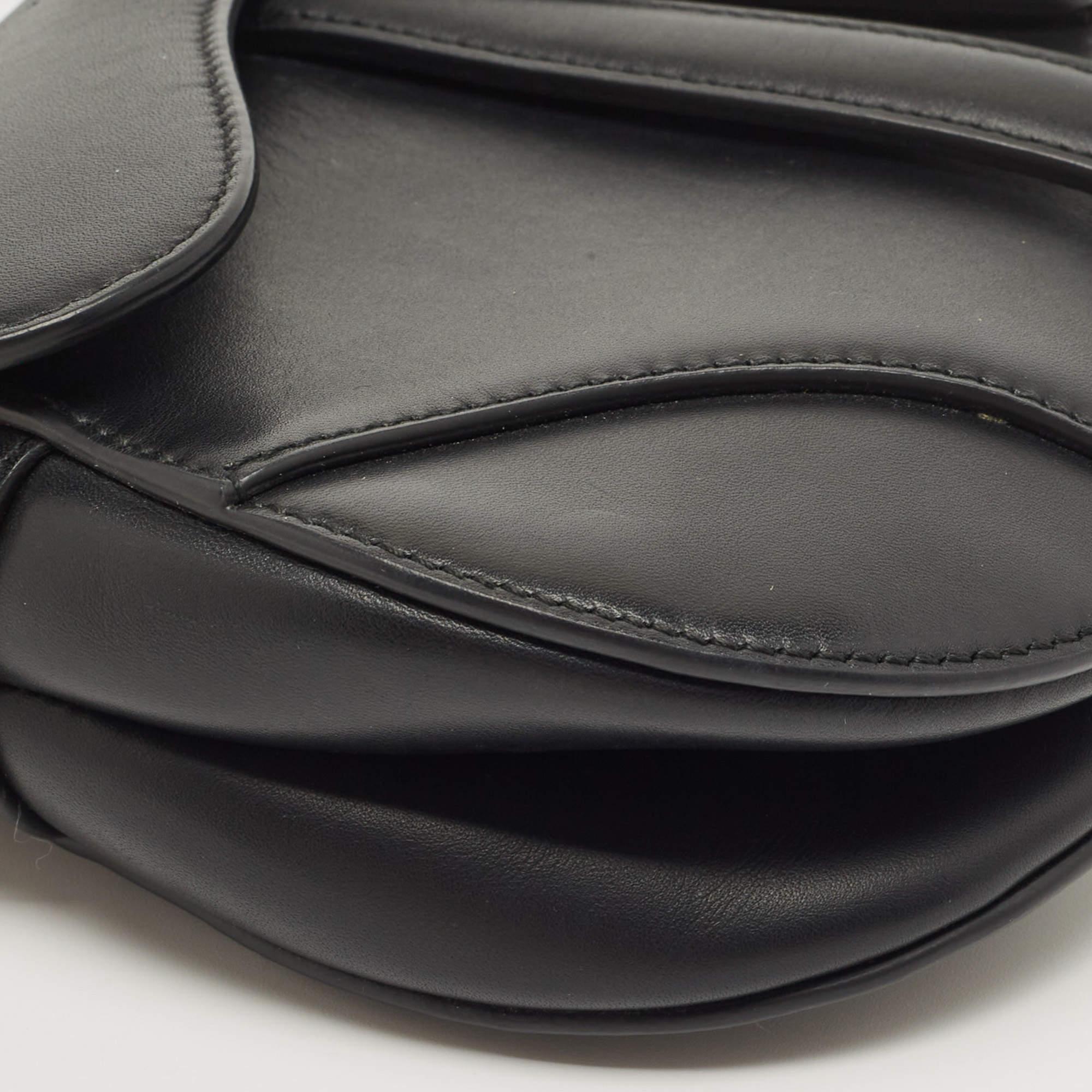 Women's Dior Black Leather Mini Saddle Bag