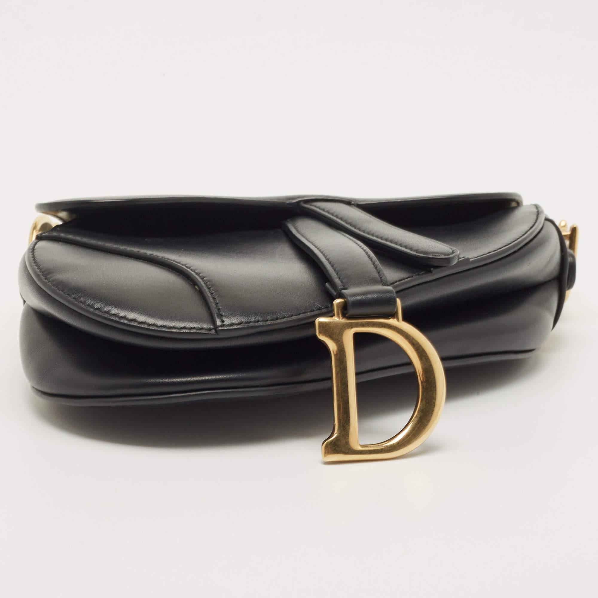 Dior Black Leather Mini Saddle Bag 5