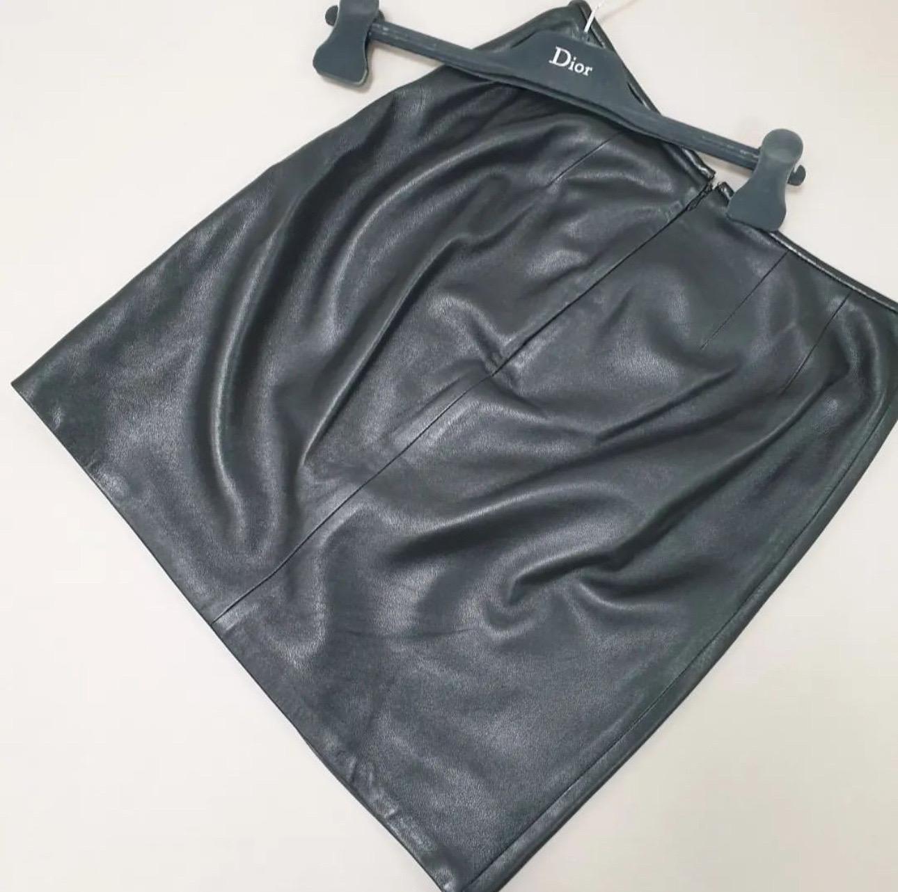 Dior Black Leather Mini Skirt In Good Condition For Sale In Krakow, PL
