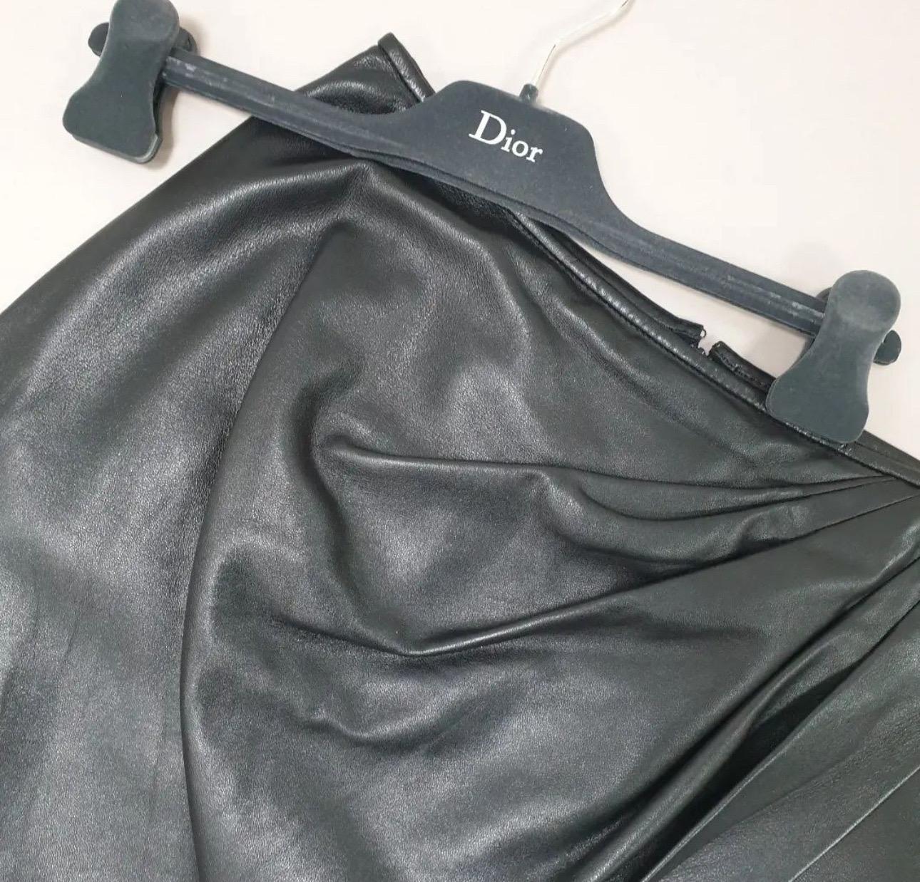 Dior Black Leather Mini Skirt For Sale 2