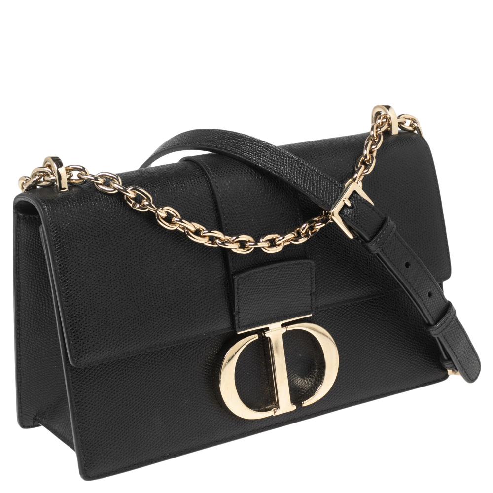 Dior - Sac à bandoulière Montaigne 30 à rabat en cuir noir 6