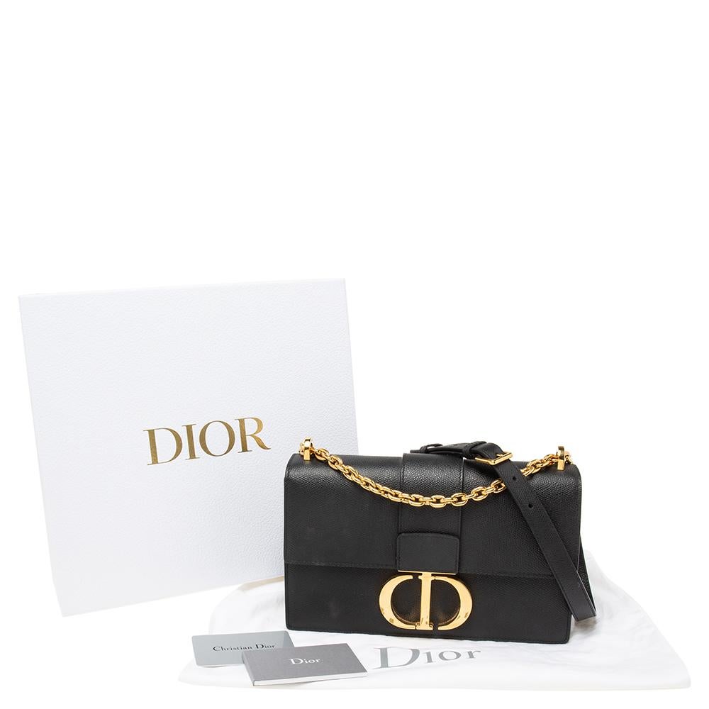 Dior Black Leather Montaigne 30 Flap Shoulder Bag 9