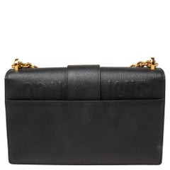Dior Black Leather Montaigne 30 Flap Shoulder Bag