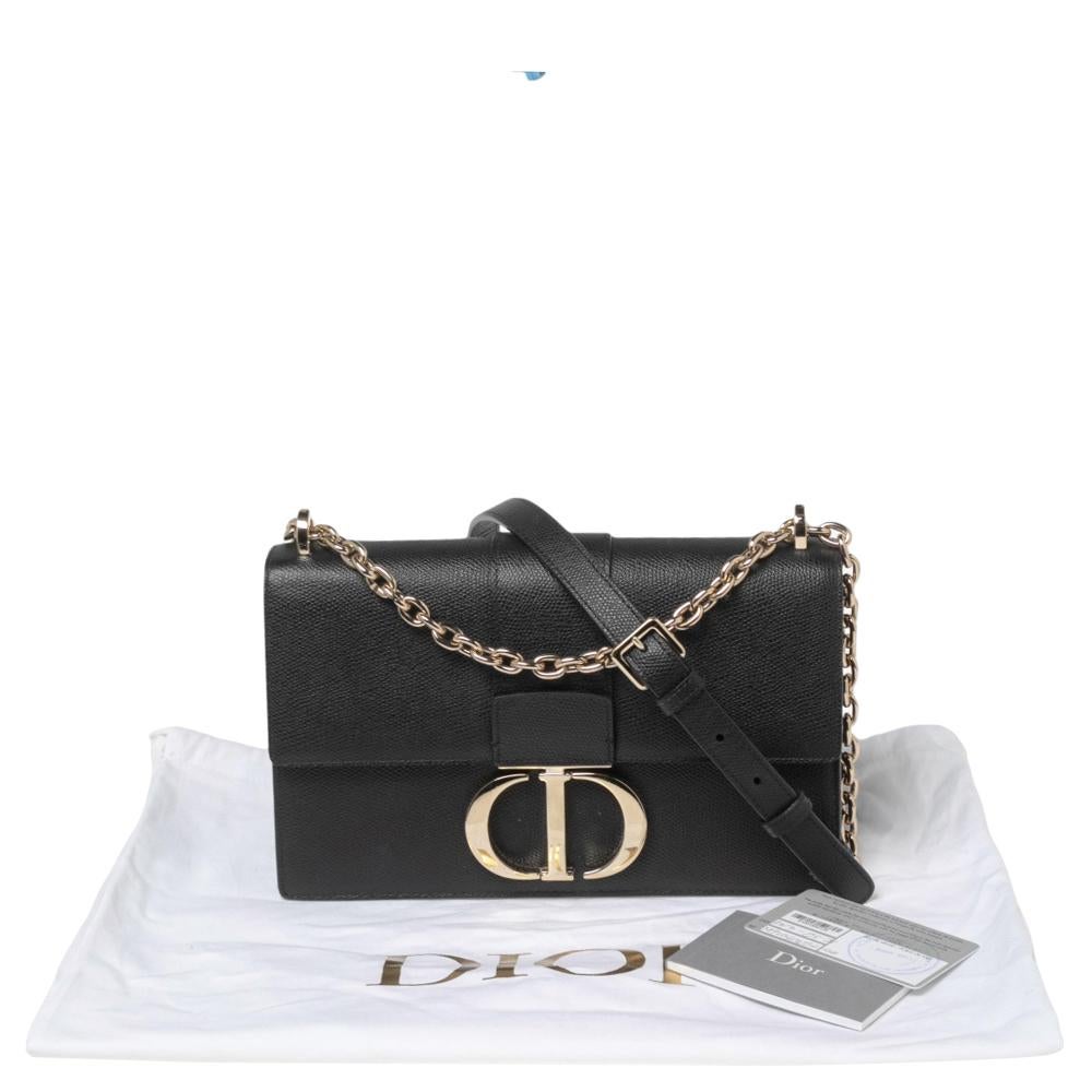 Women's Dior Black Leather Montaigne 30 Flap Shoulder Bag