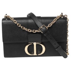 Dior Black Leather Montaigne 30 Flap Shoulder Bag
