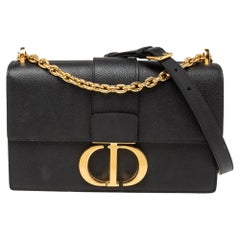 Christian Dior Montaigne 30 Umhängetasche aus schwarzem Leder