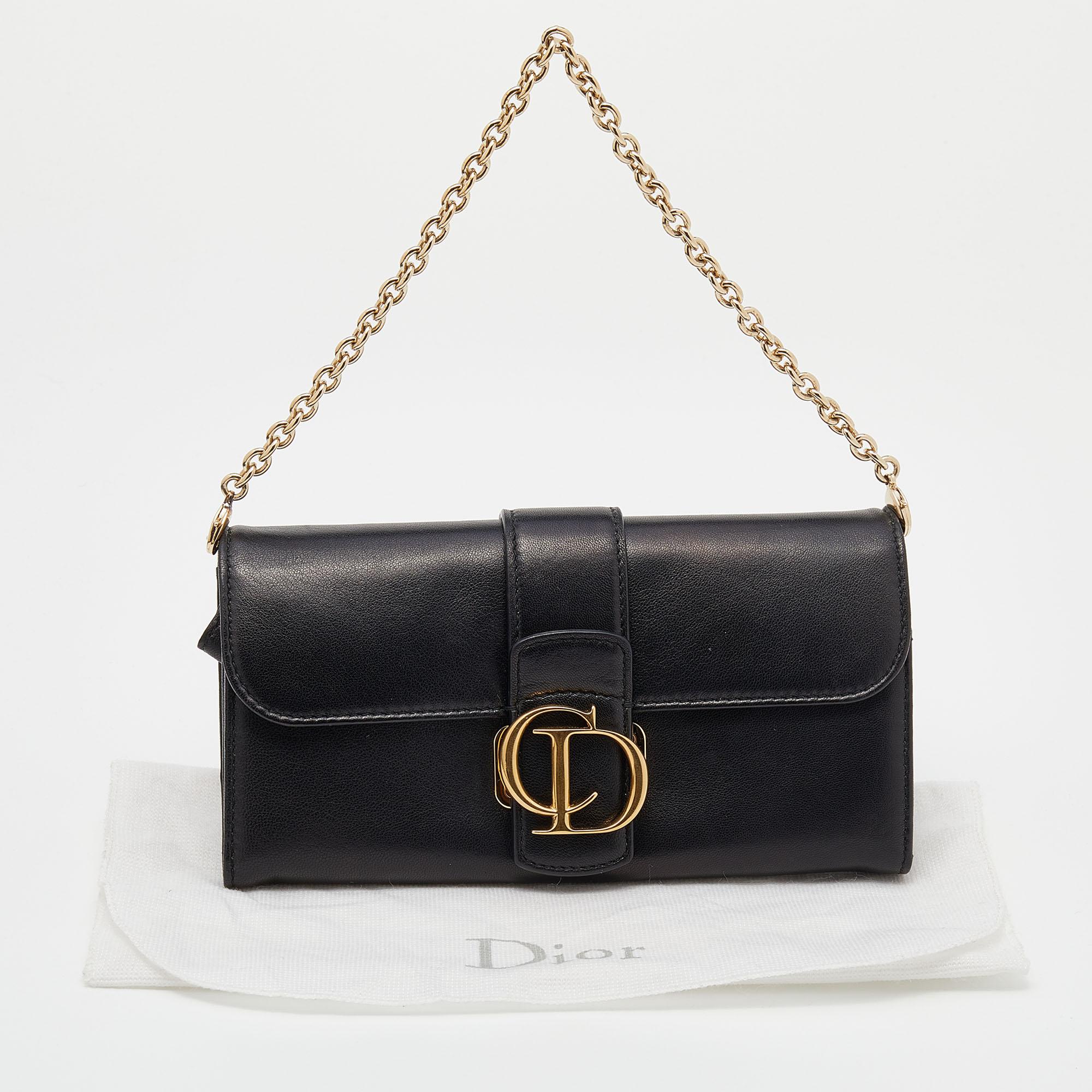 Dior Black Leather Montaigne 30 Wallet on Chain 7