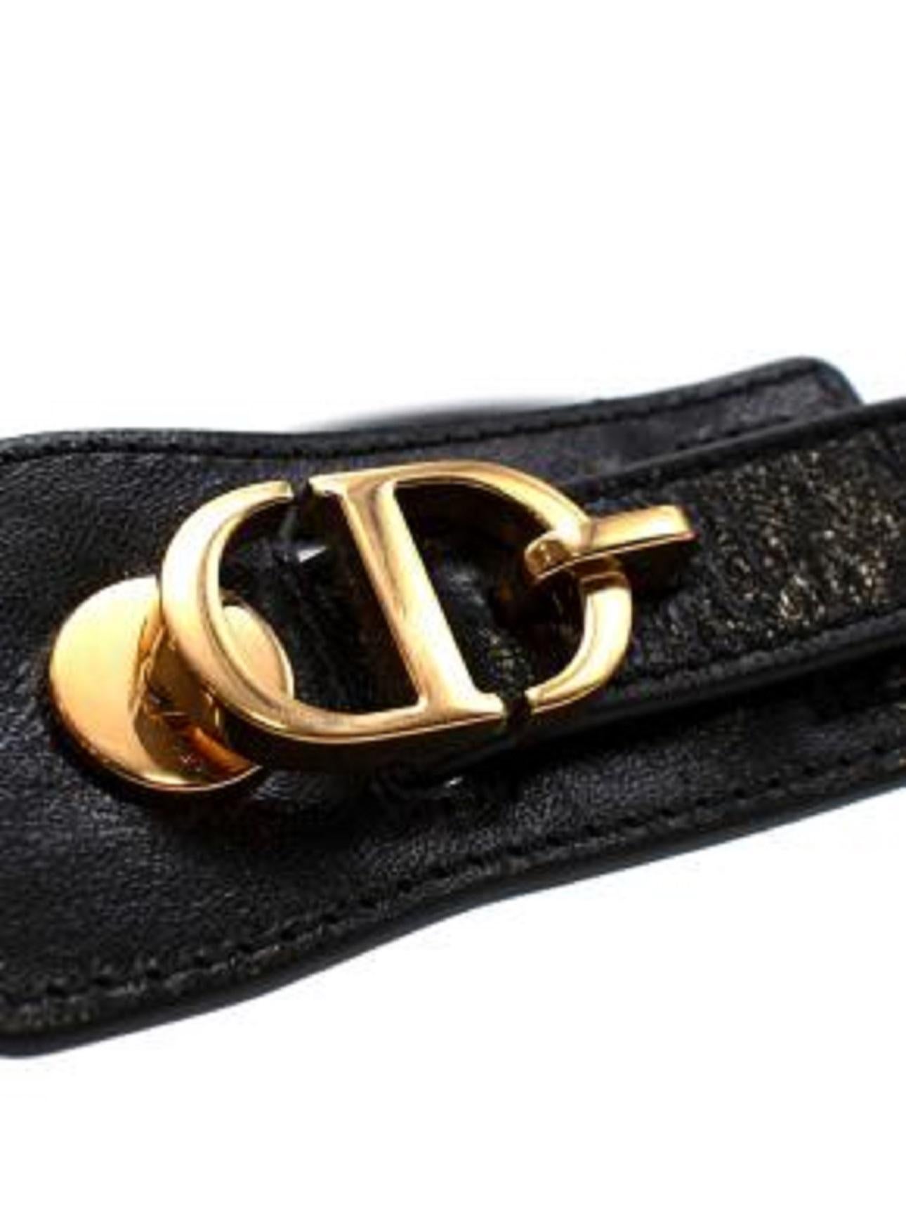 Dior Black Leather Montaigne Belt - Size 70 In Good Condition For Sale In London, GB