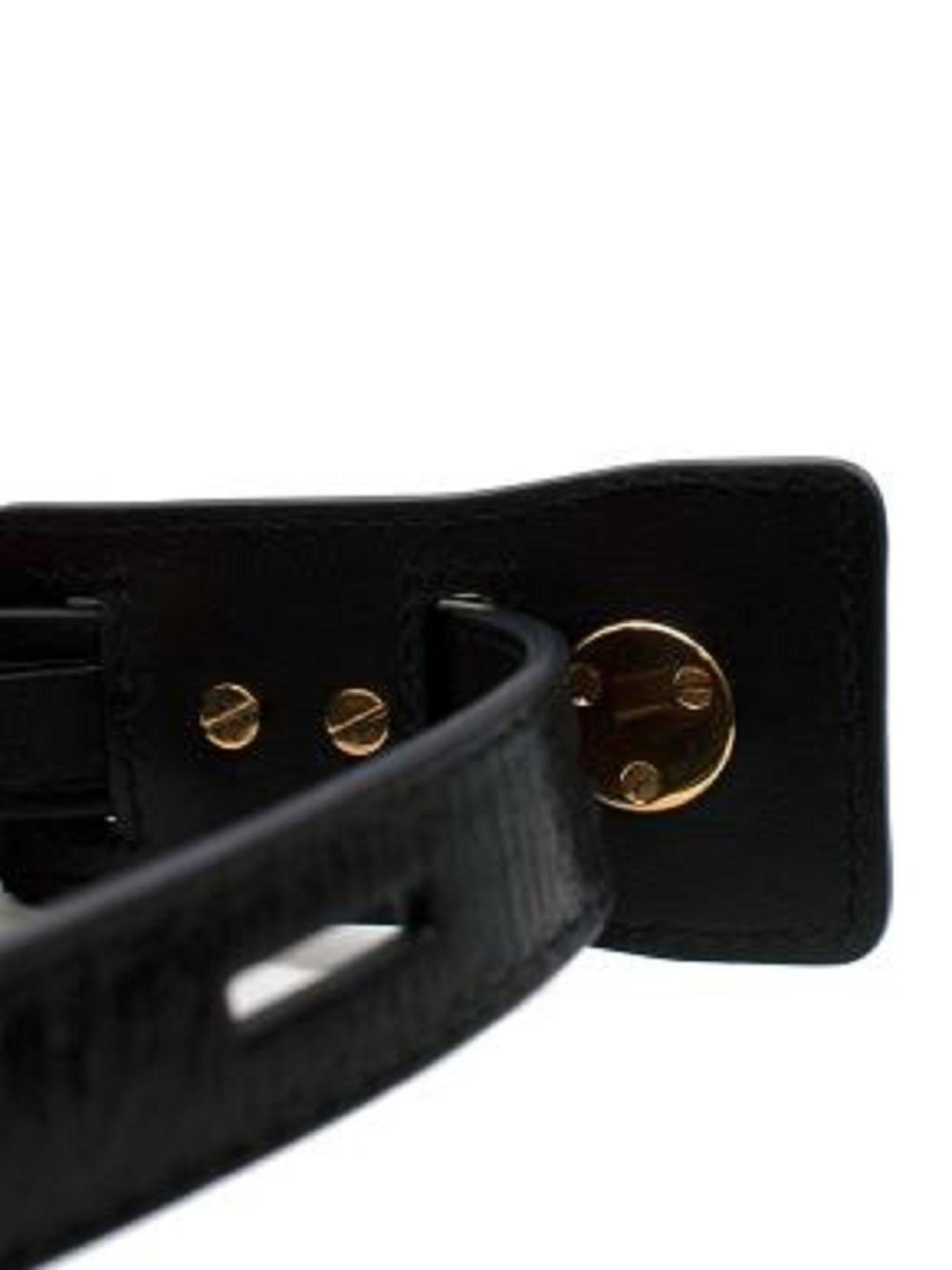 Women's Dior Black Leather Montaigne Belt - Size 70 For Sale