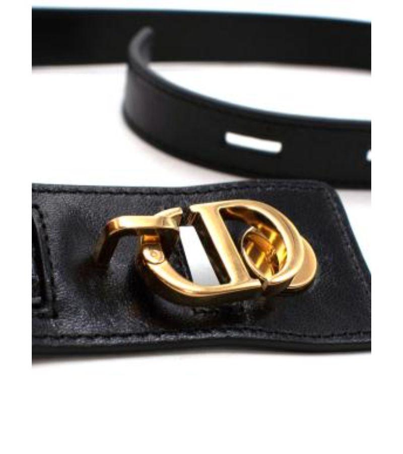 Women's Dior Black Leather Montaigne Belt - Size 70 For Sale