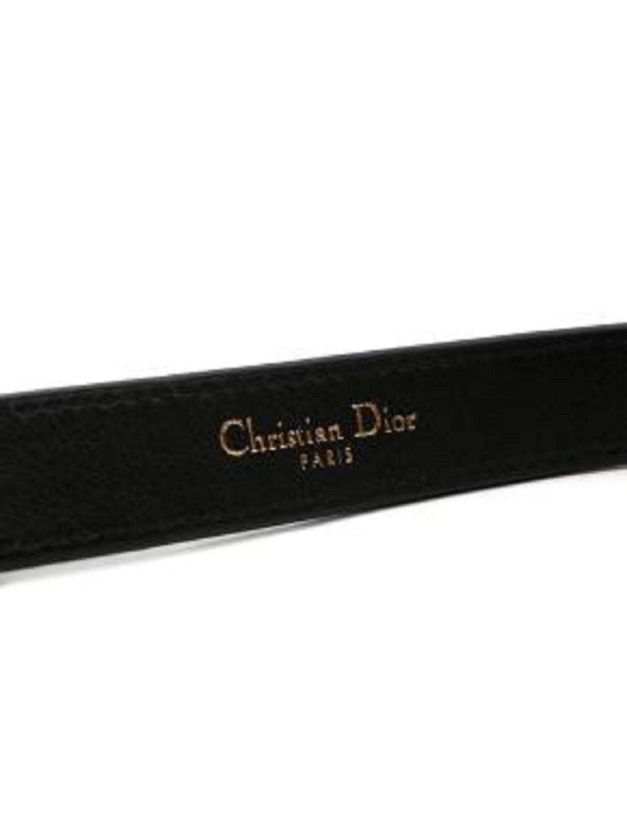 Dior Black Leather Montaigne Belt - Size 70 For Sale 5