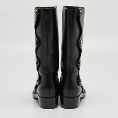 Dior Black Leather Moto Boots Size 36